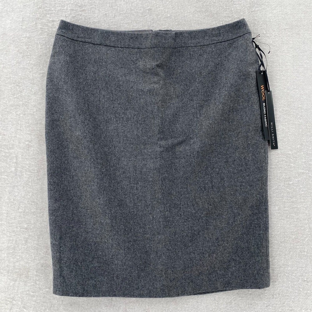 Willi Smith‎ Skirt Womens 8 Gray Wool Blend Zip Up Lined Retro Pencil Slit